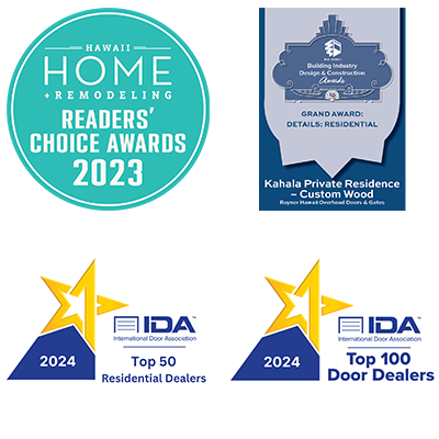 image of awards from Hawaii Home Remodeling, BIA, and IDA for Raynor